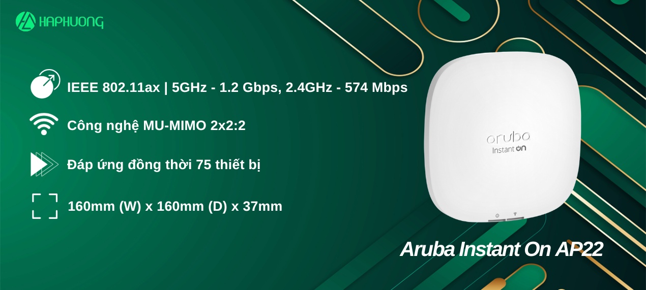 Thông số cơ bản trên thiết bị Aruba Instant On AP22