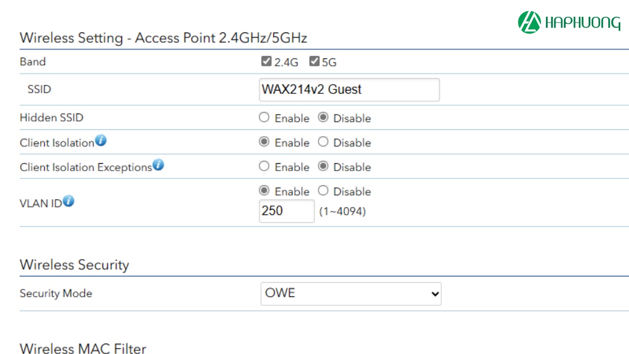 Bạn có thể tìm thấy phần cài đặt SSID trong mục "Wireless" hoặc "Wifi Settings"