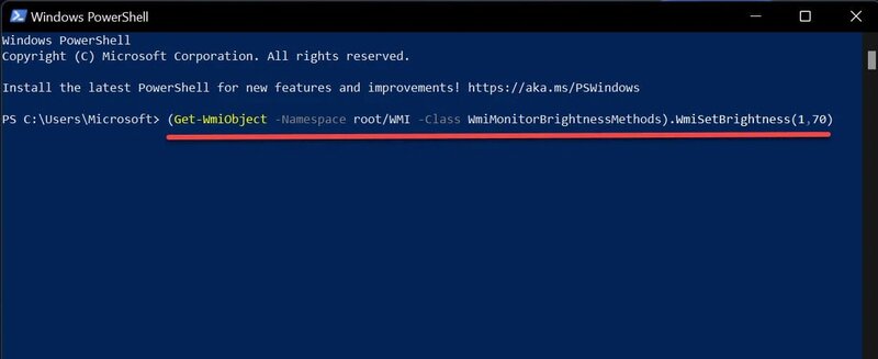 chỉnh độ sáng màn hình bằng powershell