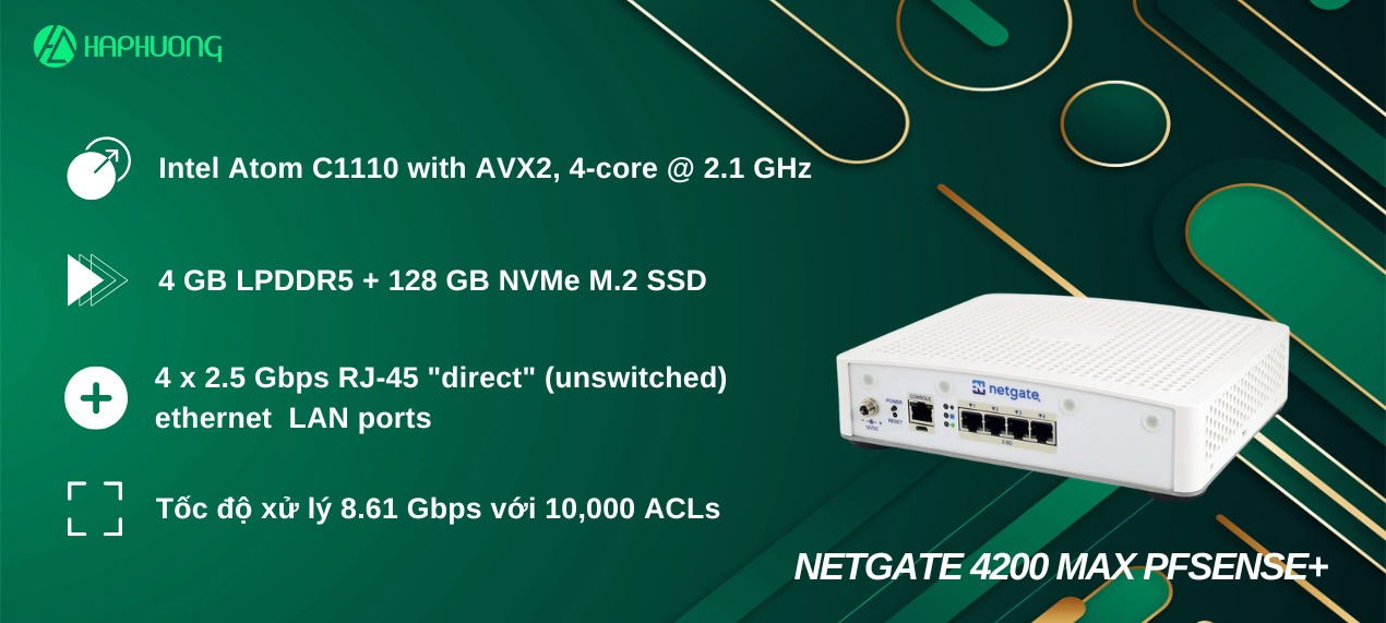 Netgate Router 4200 S NETGATE 4200 MAX PFSENSE+ SECURITY GATEWAY | Hà Phương